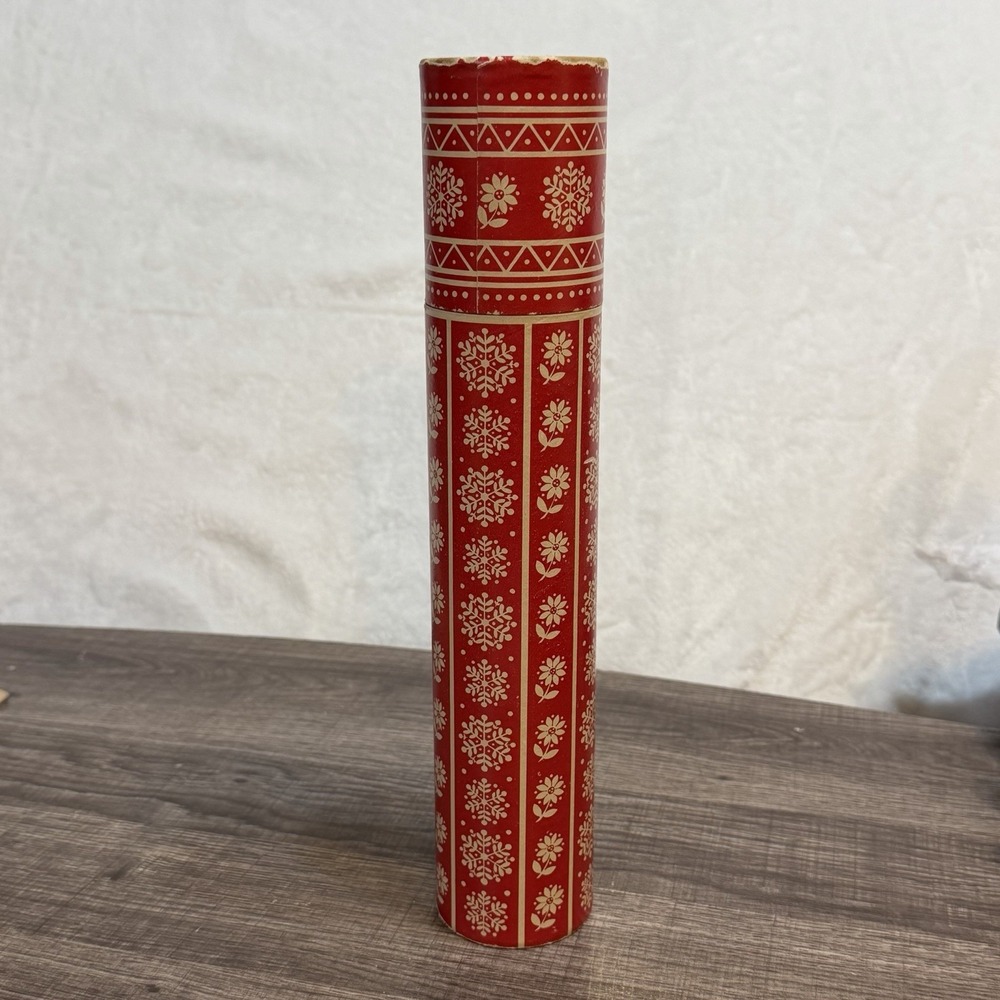 Tall Burn Matches Cardboard Cylinder Tube Christmas Wrapping Paper Design VTG
